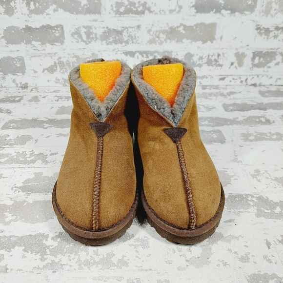 Celtic Tan Brown Leather Slip On Fur Lining Winter Ankle Boots K537 - Picture 3 of 11